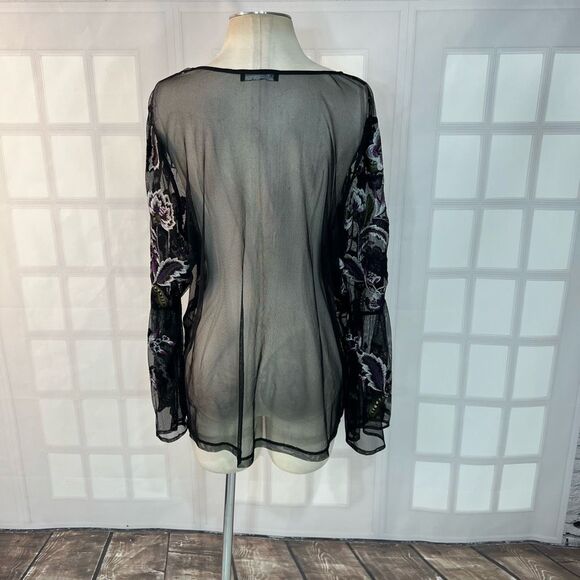 🔥🔥5 for $25🔥🔥Inc International Concepts Black Mesh Long Bell Sleeve Blouse Sz 2X - Picture 6 of 9